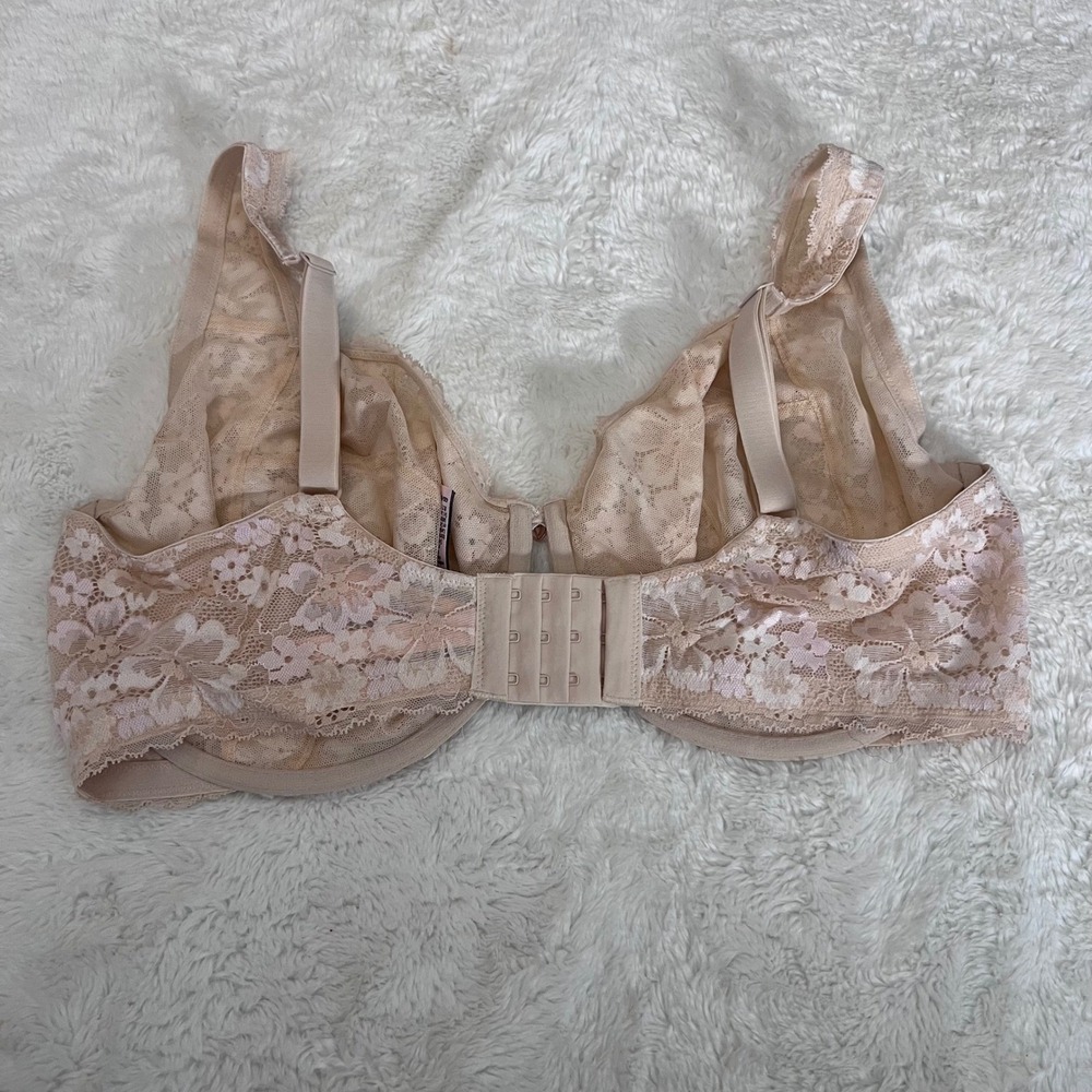 Victorias‎ Secret Body By Victoria Unlined Demi Lace Bra 42G Beige Floral - Picture 4 of 10
